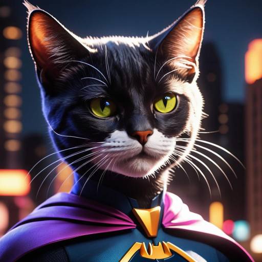 Dramatic Feline Superhero in Gotham Style Dramatic Feline Superhero in Gotham Style