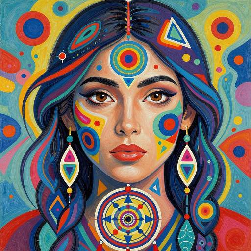 Vibrant Lakota Woman with Dreamcatcher