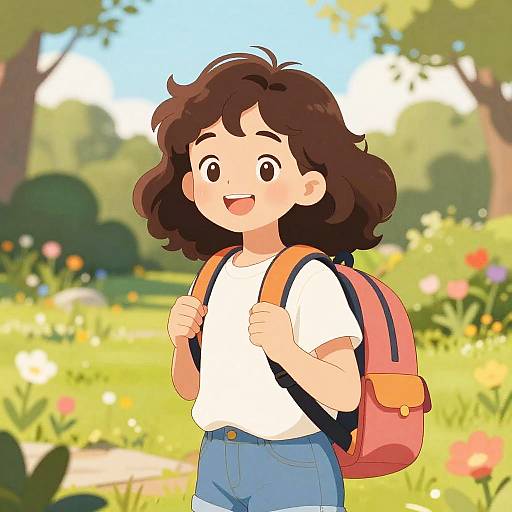 Cheerful Girl in Sunny Park