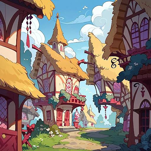 Colorful Fantasy Village Street