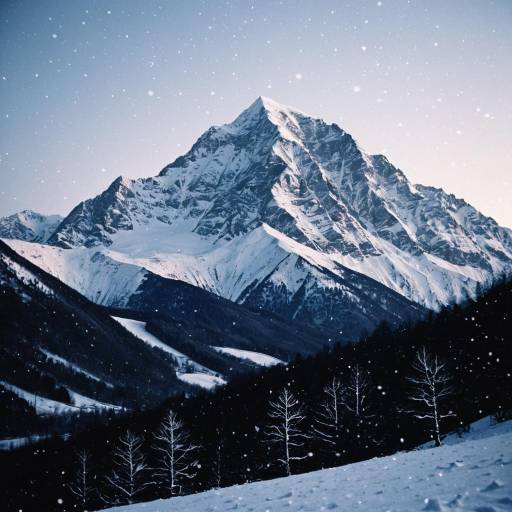 Snowy Mountain Landscape at Dusk Snowy Mountain Landscape at Dusk