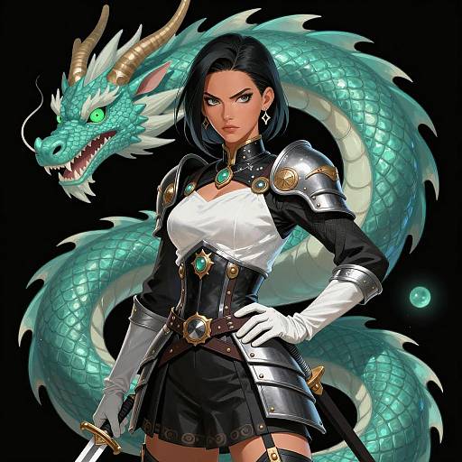 Confident Woman with Turquoise Dragon