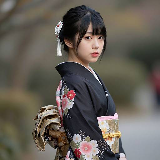 Realistic Japanese Kimono Portrait