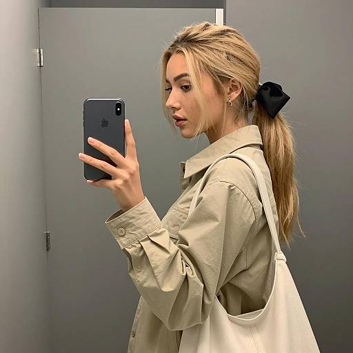 Blonde Woman Taking Mirror Selfie
