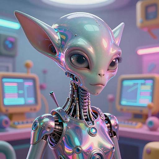 Vibrant Futuristic Alien Portrait