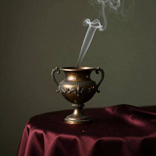 Antique Bronze Urn with Incense Smoke