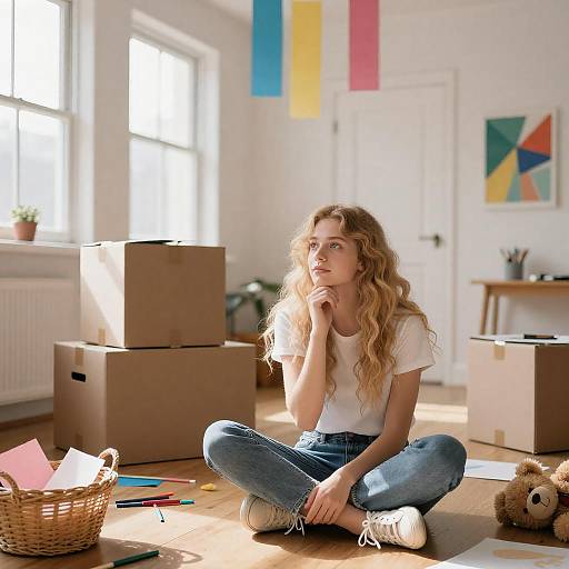 Contemplative Artist in a Cozy Space
