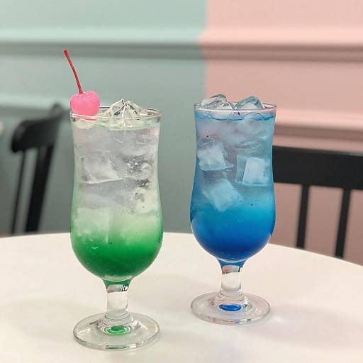 Colorful Goblet Drinks on White Plate