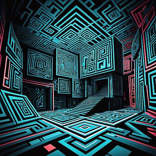 Neon Cubist 3D Abstract Room