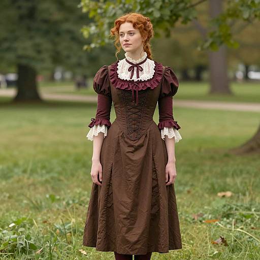 Elegant Victorian Woman in Park Setting
