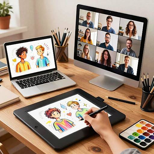 Cozy Digital Art Workspace Illustration