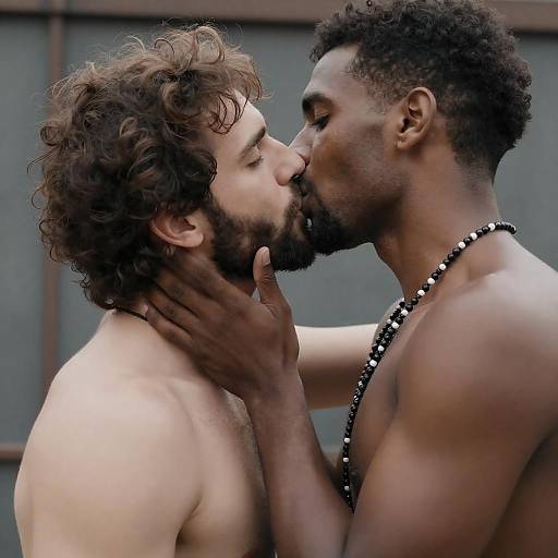 Passionate Kiss Between Two Men