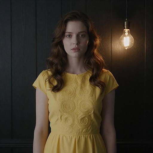 Contemplative Woman in Yellow Dress