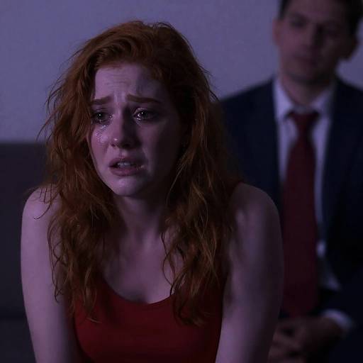 Emotionally Charged Portrait in Purple Lighting