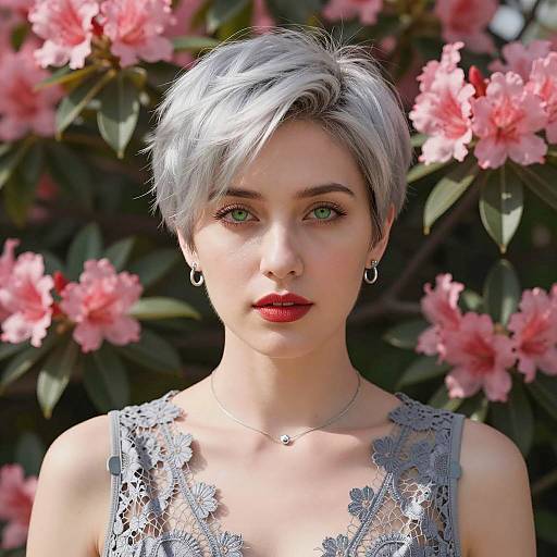 Elegant Woman with Silver Hair Portrait