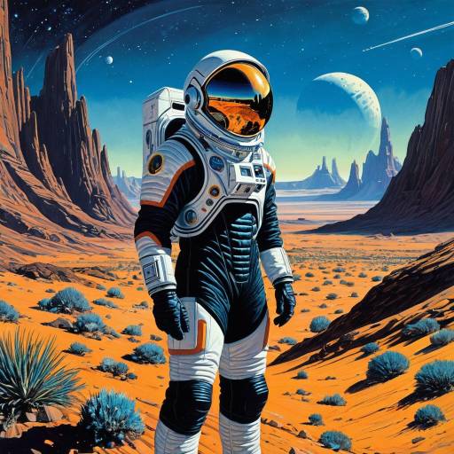 Futuristic Space Explorer in Alien Landscape
