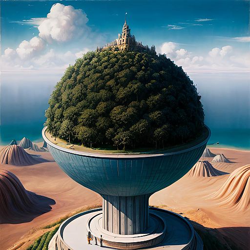 Surreal Floating Islands Oil Sculpture Art
