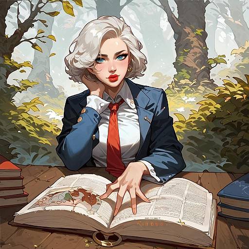 Amateur Vintage Photo of Young Woman Reading