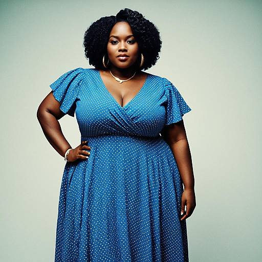 Plus Size Woman in Blue Dress