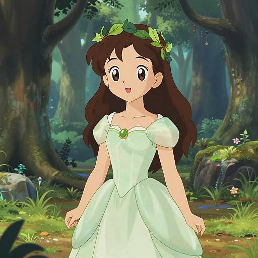 Anime Elven Princess in Enchanted Forest