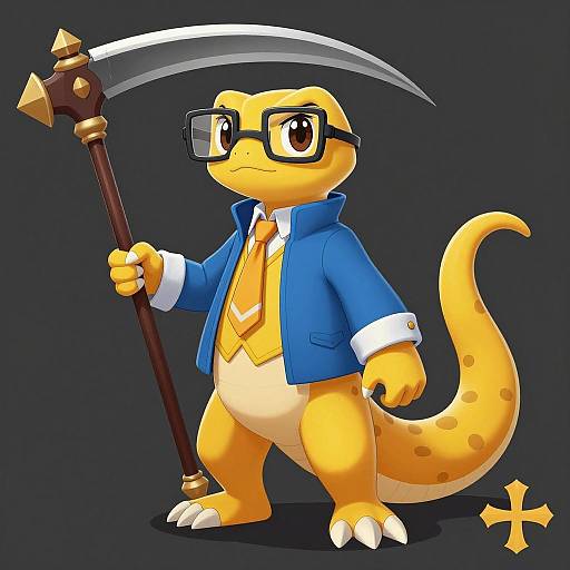 Anthropomorphic Lizard with Scythe