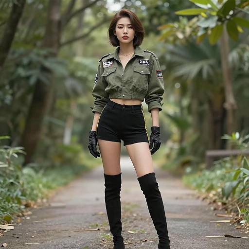 Chic Forest Fashion with Bokeh Effects