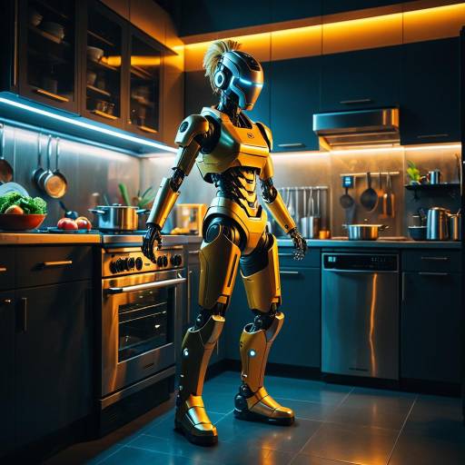 Futuristic Robotic Chef in Action