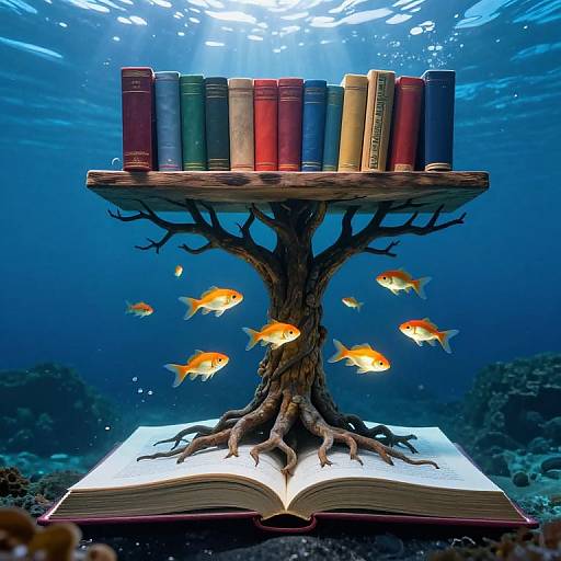 Surreal Glowing Fish and Tree Book