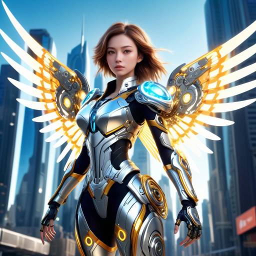 Chic Biomechanical Fashion in Futuristic City
