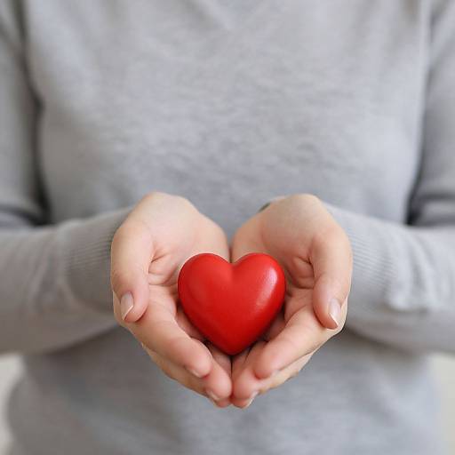 Small Red Heart in Woman's Hands