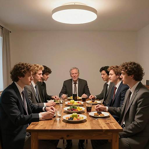 Business Dinner Gathering Under Bright Light