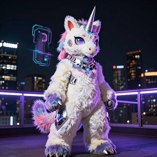 Cyberpunk Unicorn Fursuit Nightscape