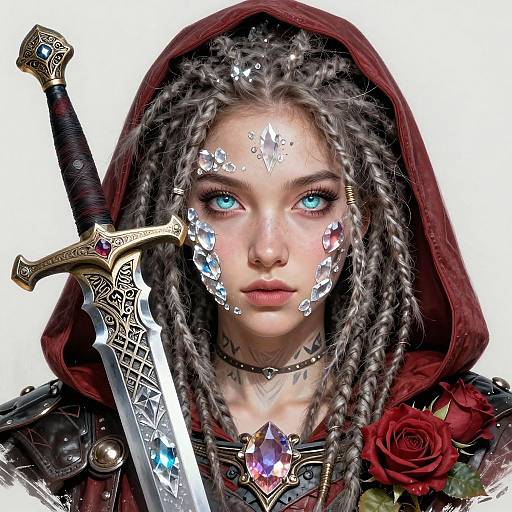 Crystal Girl with Ornate Sword