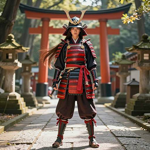 Female Samurai Warrior in Traditional Armor