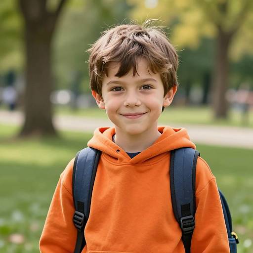 Cheerful Boy in Sunny Park