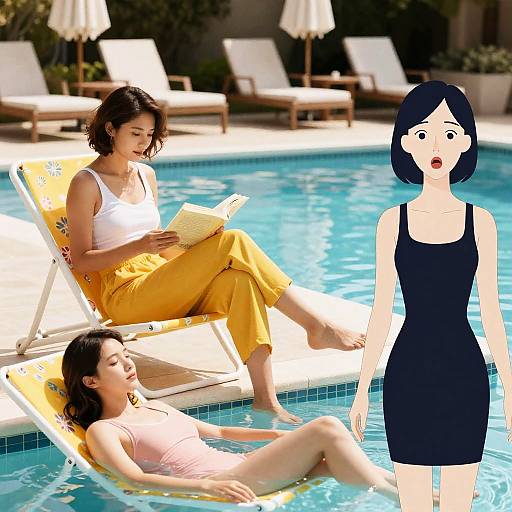 Serene Poolside Moment with Surprises