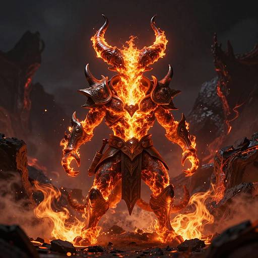 Fiery Horned Demon Warrior