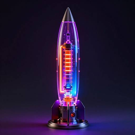 Futuristic Glowing Nixie Tube Missile