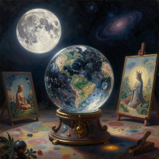 Mythical Lunar Nightscape with Crystal Ball