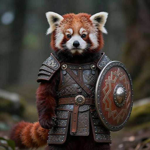Red Panda Viking Warrior in Armor