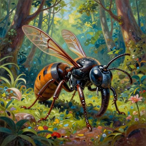 Colorful Giant Elephant Wasp in Forest