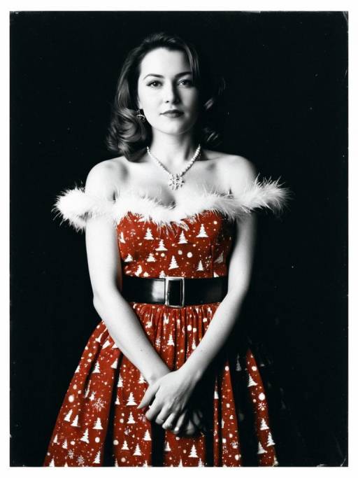 Woman in Festive Christmas Dress Portrait