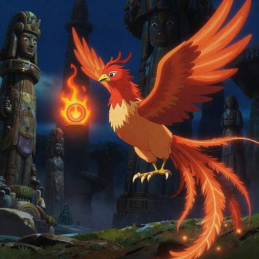Ethereal Phoenix in Mystical Landscape