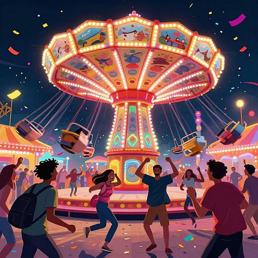 Energetic Wild Carnival Night Scene