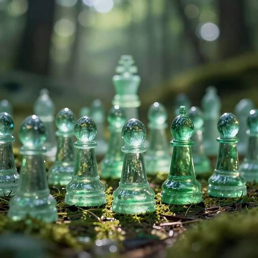 Ethereal Emerald Glass Pawn Forest