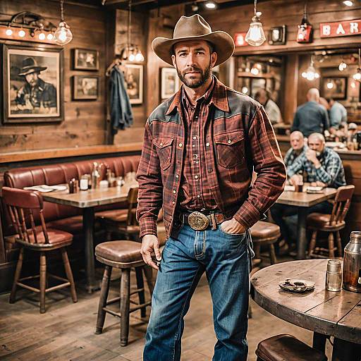 Cowboy in Western Diner