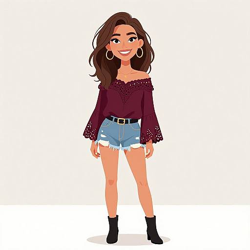 Bohemian Woman Smiling in Studio