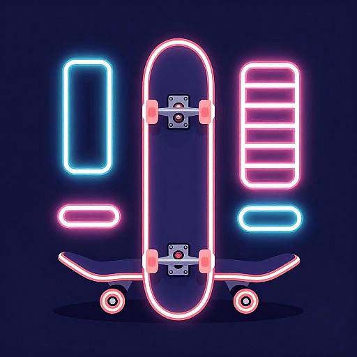 Retro-Futuristic Neon Skateboard Art