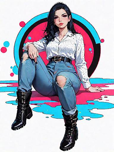 Stylish Woman in Casual Denim Outfit