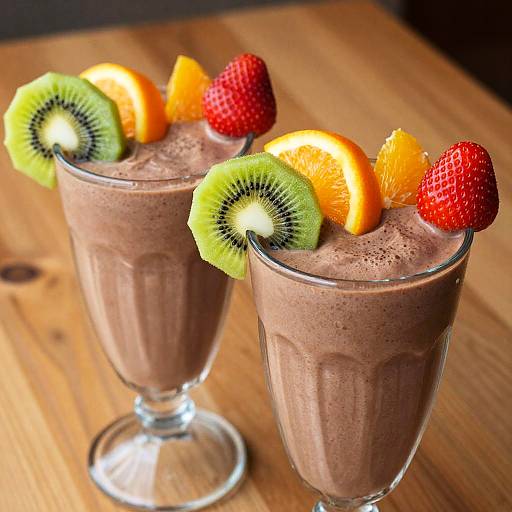 Close-up Chocolate Smoothies with Fruit